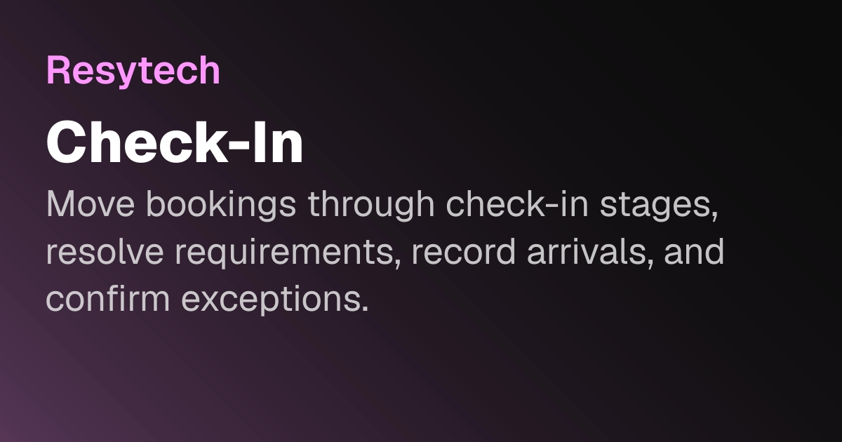 Check-In | Resytech Docs