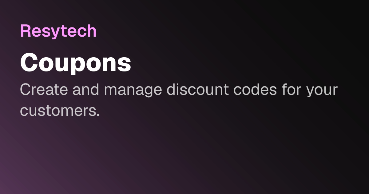 Coupons | Resytech Docs