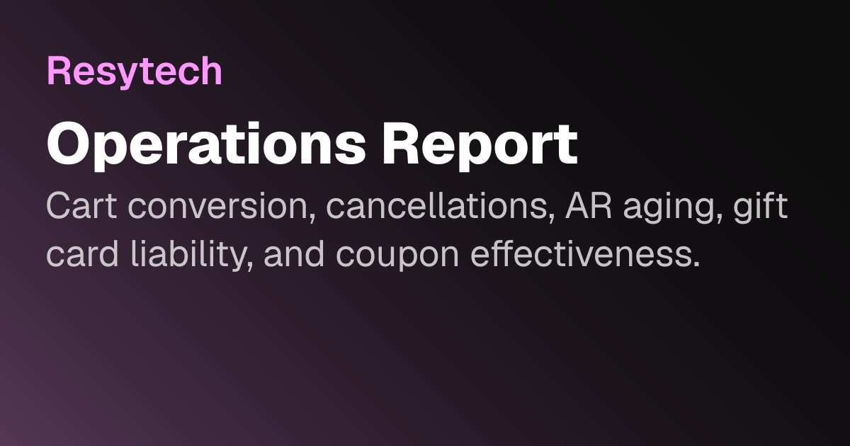 Operations Report | Resytech Docs